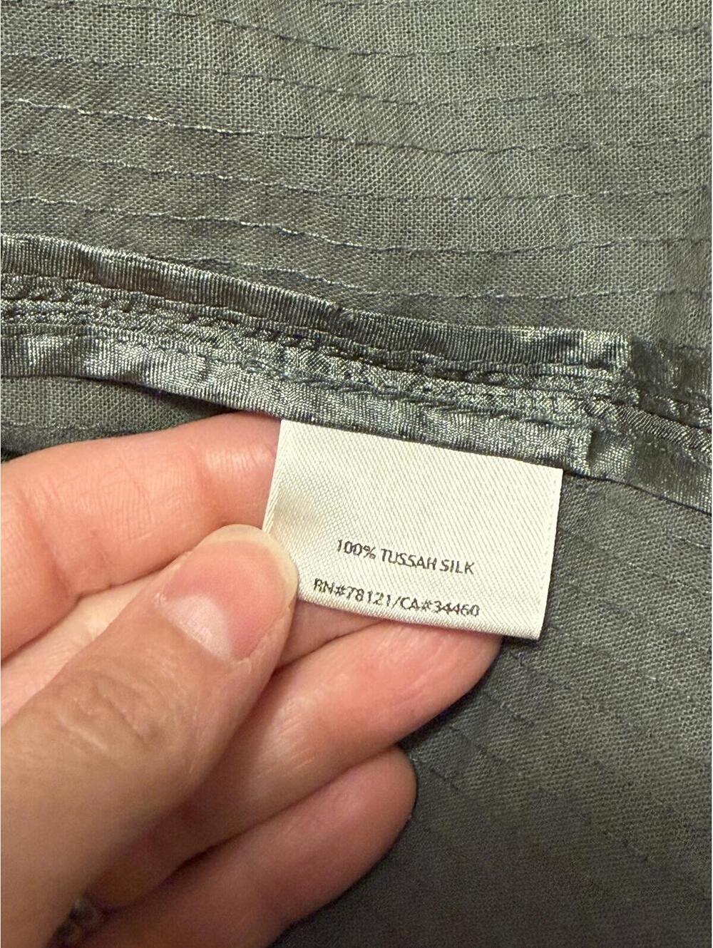 Eileen Fisher Woman 100% Tussah Silk Open Front Jacket Gray Green Plus Size 2X - Picture 4 of 5